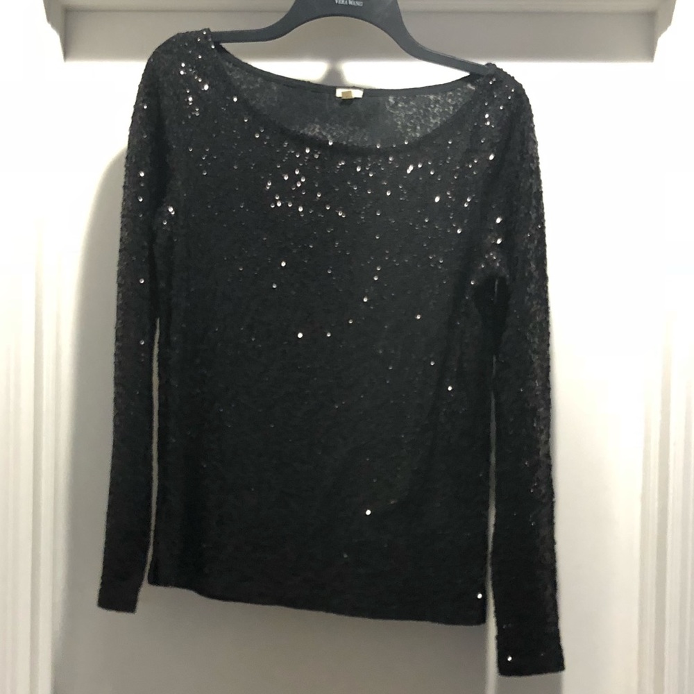 Black sequined J Crew top
